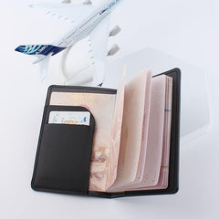 Leather Bag Travel Passport Protection Cover Passport Clip