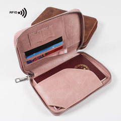 RFID Blocking Passport Holder Zipper Travel Wallet