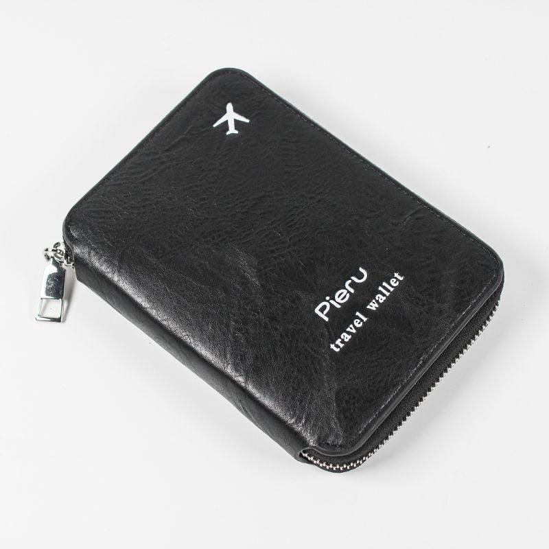 RFID Blocking Passport Holder Zipper Travel Wallet