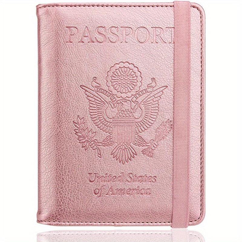 RFID Blocking PU Leather Passport Holder & Vaccine Card Holder Combo