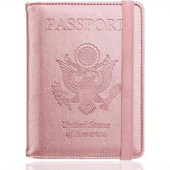 RFID Blocking PU Leather Passport Holder & Vaccine Card Holder Combo