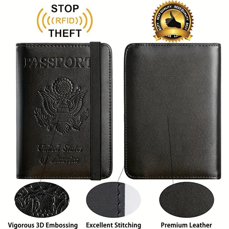 RFID Blocking PU Leather Passport Holder & Vaccine Card Holder Combo