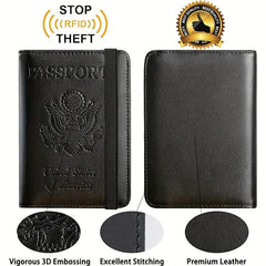 RFID Blocking PU Leather Passport Holder & Vaccine Card Holder Combo
