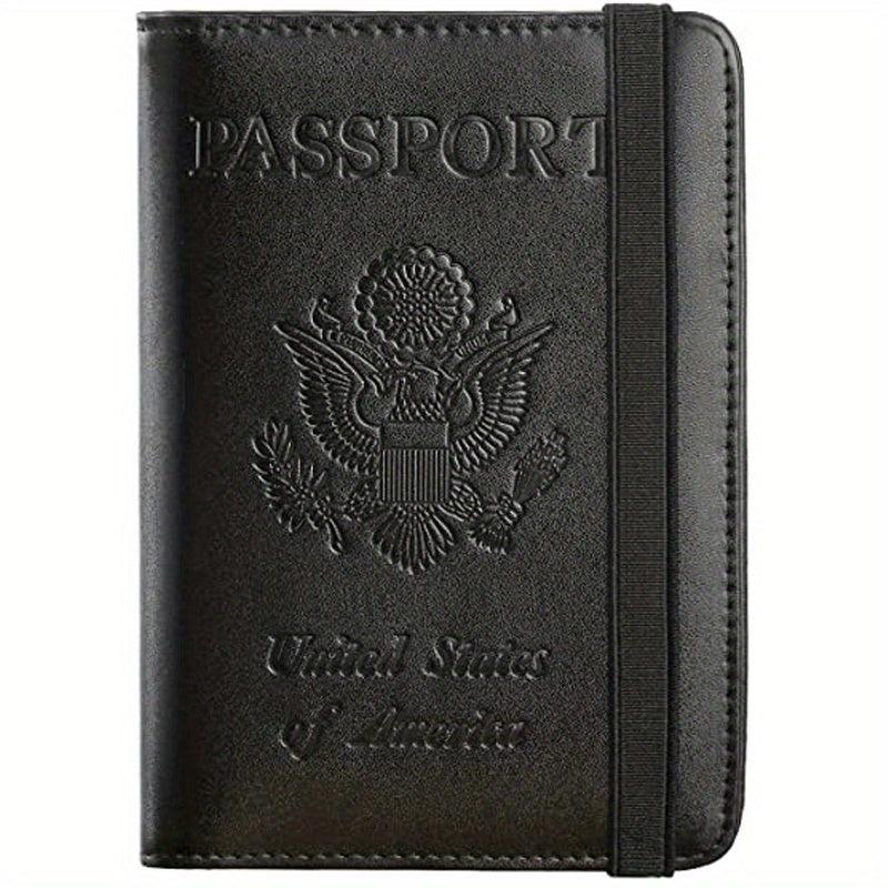 RFID Blocking PU Leather Passport Holder & Vaccine Card Holder Combo