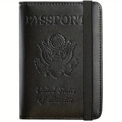 RFID Blocking PU Leather Passport Holder & Vaccine Card Holder Combo