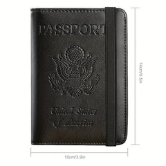 RFID Blocking PU Leather Passport Holder & Vaccine Card Holder Combo