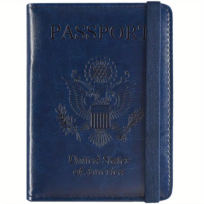 RFID Blocking PU Leather Passport Holder & Vaccine Card Holder Combo