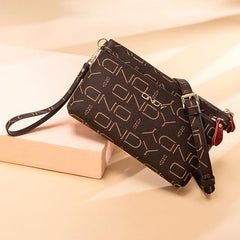 ONDY Letter Print Clutch Wallet Zipper Purse With Wristlet
