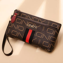 ONDY Letter Print Clutch Wallet Zipper Purse With Wristlet