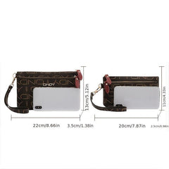 ONDY Letter Print Clutch Wallet Zipper Purse With Wristlet