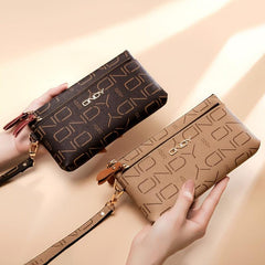 ONDY Letter Print Clutch Wallet Zipper Purse With Wristlet