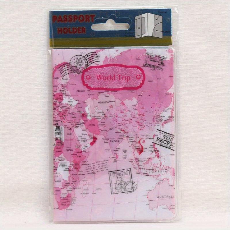 PVC World Map Passport Holder Travel Accessories
