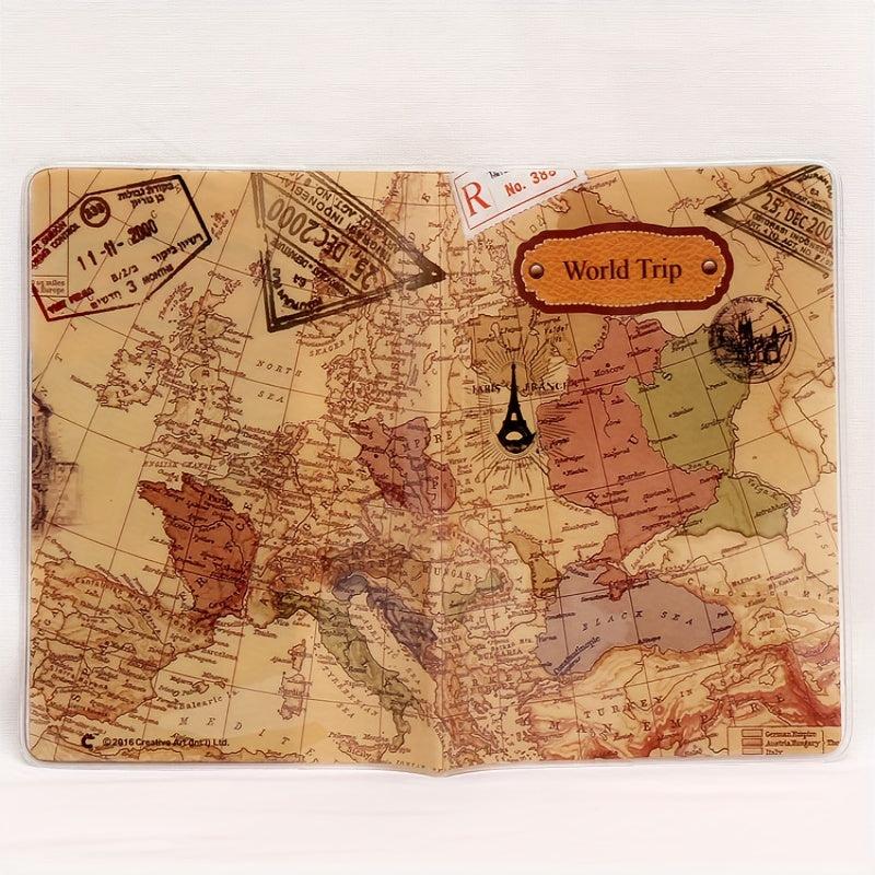 PVC World Map Passport Holder Travel Accessories