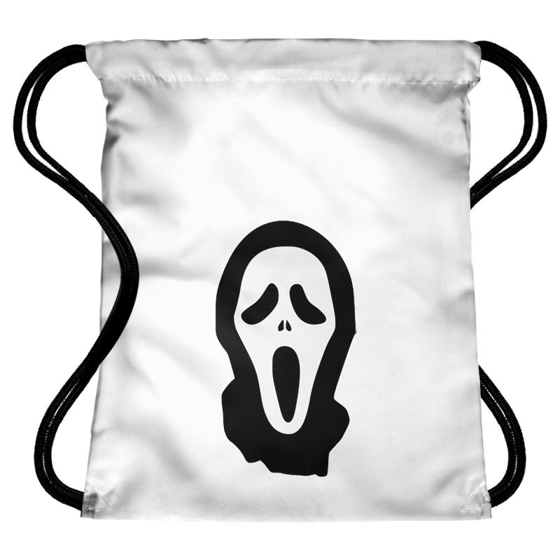Gothic Skull Drawstring Backpack Halloween Daypack Lightweight Knapsack