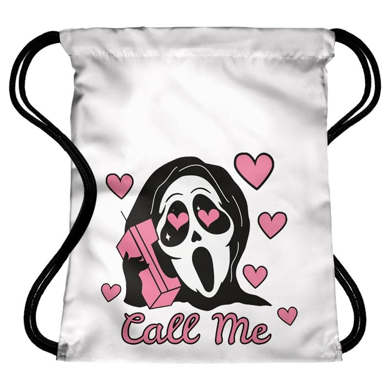 Gothic Skull Drawstring Backpack Halloween Daypack Lightweight Knapsack