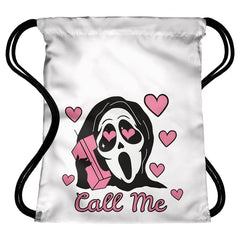 Gothic Skull Drawstring Backpack Halloween Daypack Lightweight Knapsack