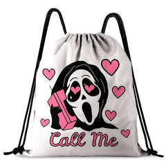 Gothic Skull Drawstring Backpack Halloween Daypack Lightweight Knapsack