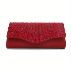 Glitter Rhinestone Evening Bag Ruched Clutch Purse Women's Handbags