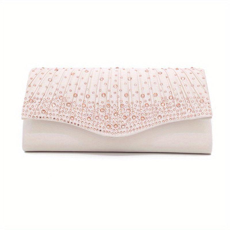 Glitter Rhinestone Evening Bag Ruched Clutch Purse Women's Handbags