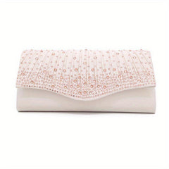 Glitter Rhinestone Evening Bag Ruched Clutch Purse Women's Handbags