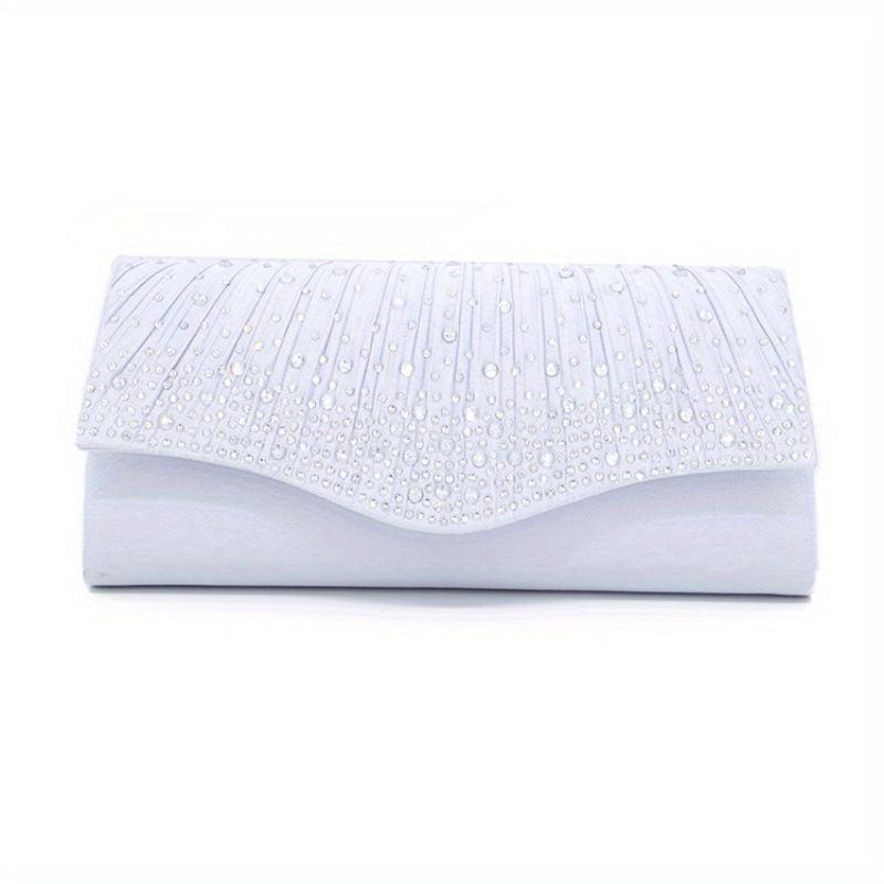 Glitter Rhinestone Evening Bag Ruched Clutch Purse Women's Handbags