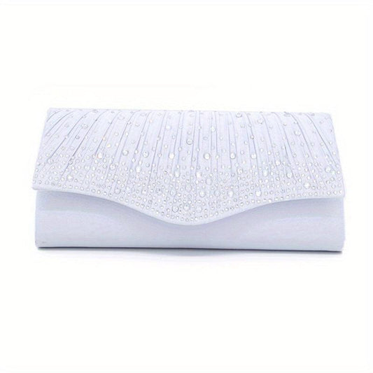 Glitter Rhinestone Evening Bag Ruched Clutch Purse Women's Handbags