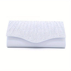 Glitter Rhinestone Evening Bag Ruched Clutch Purse Women's Handbags