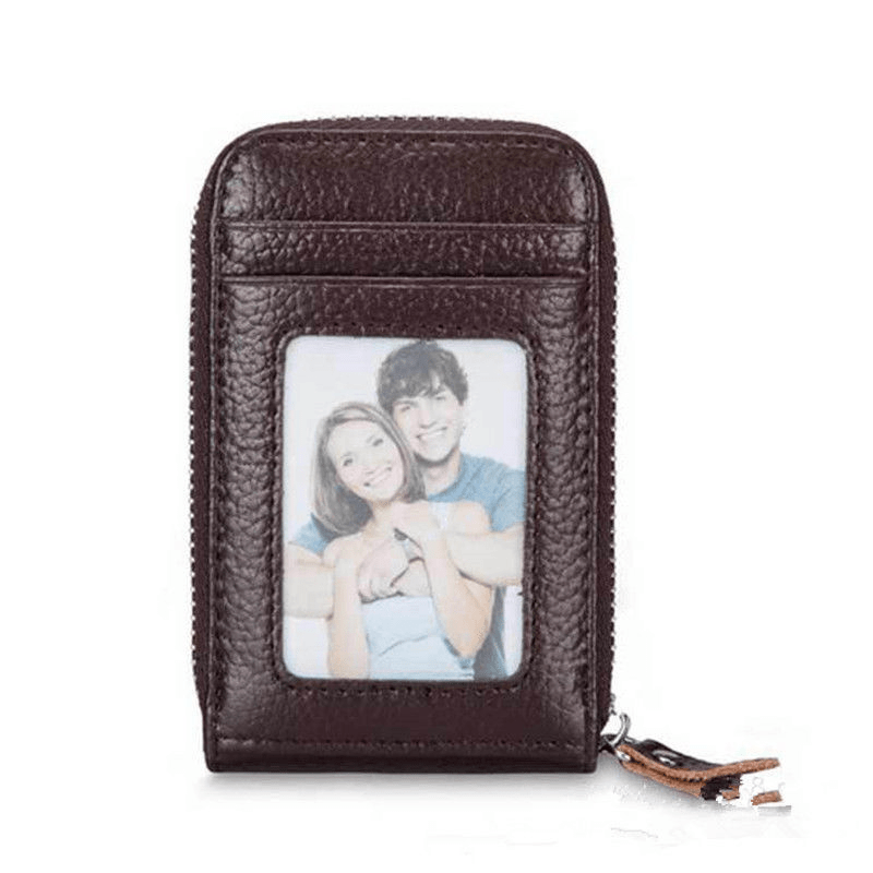 Casual PU Leather RFID Blocking Card Holder Zipper Coin Purse