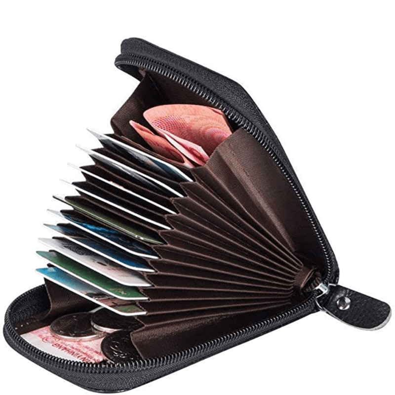 Casual PU Leather RFID Blocking Card Holder Zipper Coin Purse