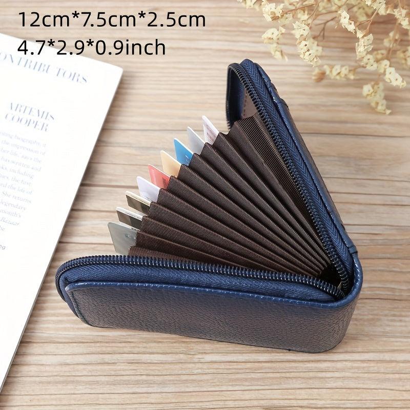 Casual PU Leather RFID Blocking Card Holder Zipper Coin Purse