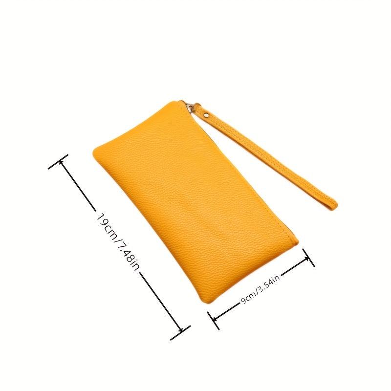 Long Zipper Wallet Clutch Bag PU Leather Multifunctional Storage