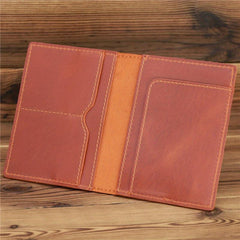 Leather Crazy Horse Passport Document Bag Wallet Clip