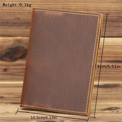 Leather Crazy Horse Passport Document Bag Wallet Clip