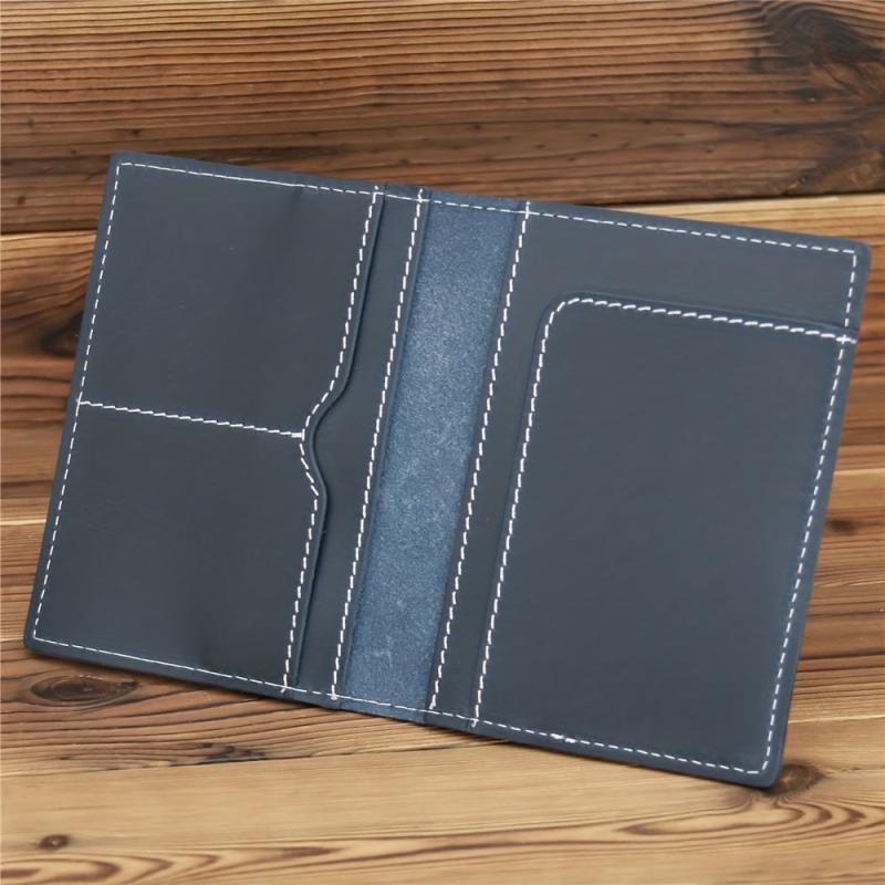 Leather Crazy Horse Passport Document Bag Wallet Clip