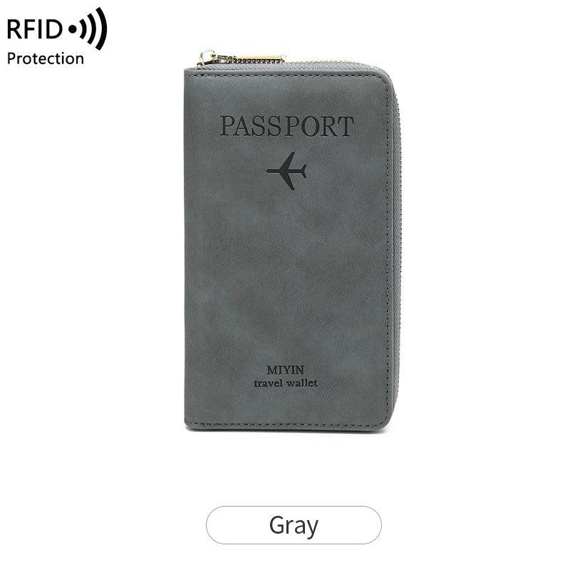 Travel Phone Wallet RFID Anti Theft Brush PU Leather Multifunctional