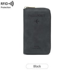 Travel Phone Wallet RFID Anti Theft Brush PU Leather Multifunctional