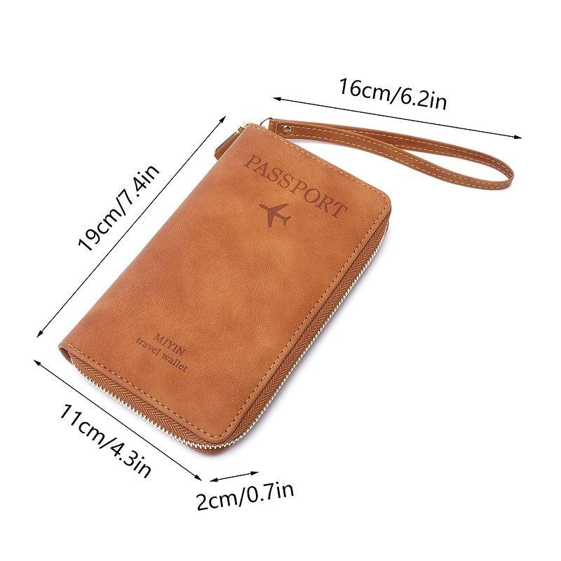 Travel Phone Wallet RFID Anti Theft Brush PU Leather Multifunctional