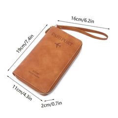 Travel Phone Wallet RFID Anti Theft Brush PU Leather Multifunctional