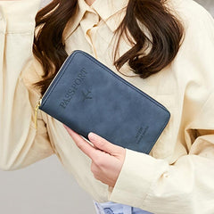 Travel Phone Wallet RFID Anti Theft Brush PU Leather Multifunctional