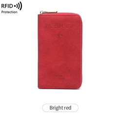 Travel Phone Wallet RFID Anti Theft Brush PU Leather Multifunctional