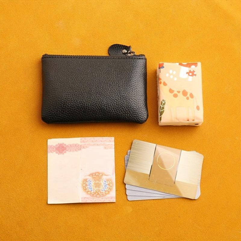 Large Capacity PU Leather Lychee Pattern Coin Purse Mini Zipper Coin Purse