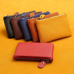 Large Capacity PU Leather Lychee Pattern Coin Purse Mini Zipper Coin Purse