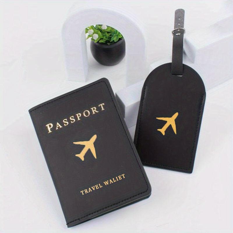Letter Pattern Passport Cover & Luggage Tag Set