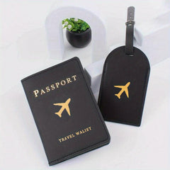 Letter Pattern Passport Cover & Luggage Tag Set