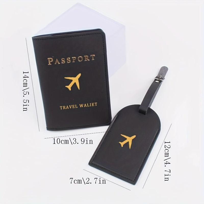 Letter Pattern Passport Cover & Luggage Tag Set