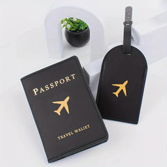 Letter Pattern Passport Cover & Luggage Tag Set