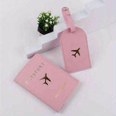 Letter Pattern Passport Cover & Luggage Tag Set