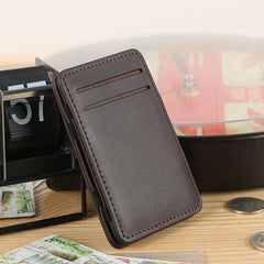Unisex Ultra Thin Minimalist Pocket Money Card Slot PU Leather