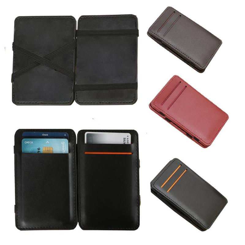 Unisex Ultra Thin Minimalist Pocket Money Card Slot PU Leather
