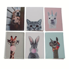 Cat And Dog Long Neck PU Passport Bag Student Printed